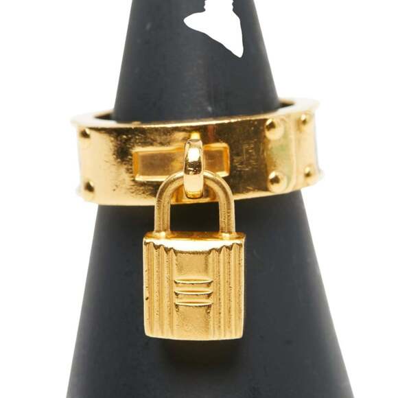 Hermes Hermès Kelly Cadena motif scarf/muffler/ring in gold and burgundy plat...